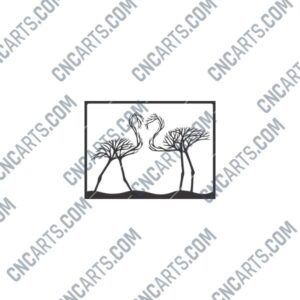 Tree Flamingo Wall Decor DXF File